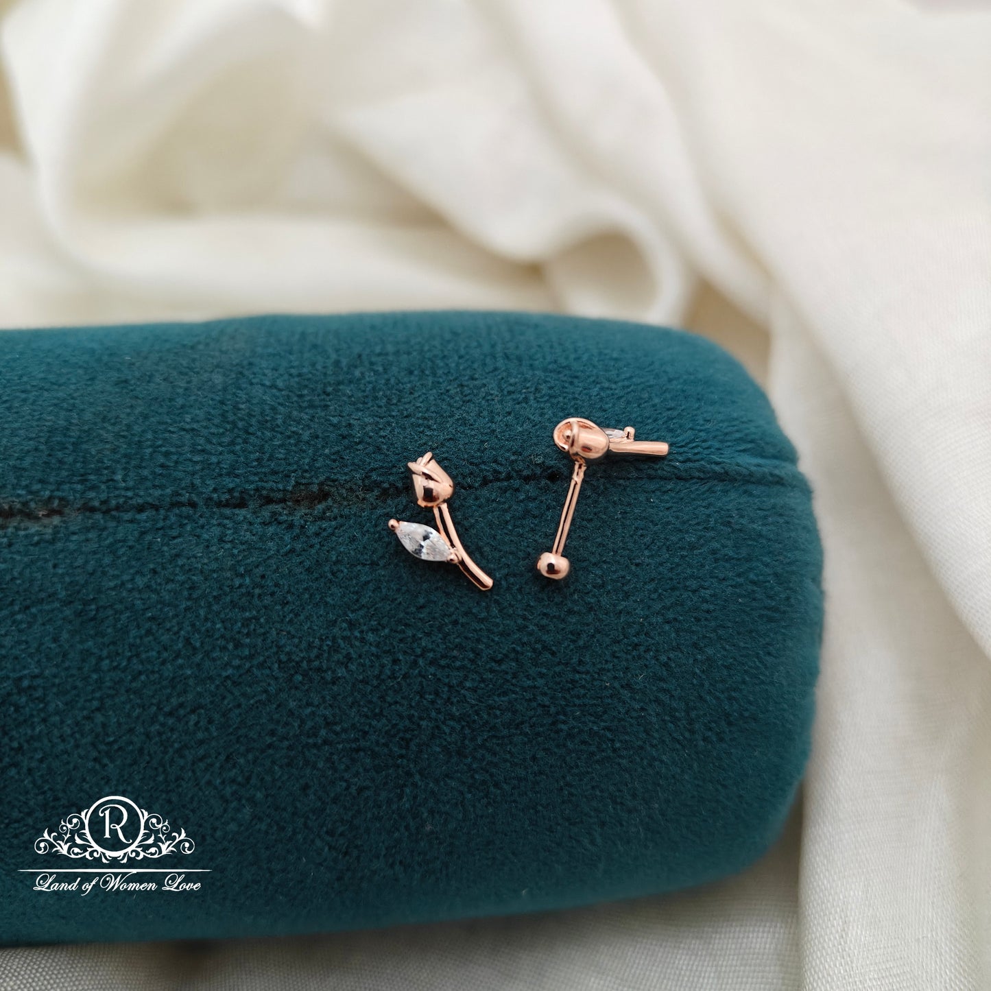 92.5 Silver Rose Gold Polish Kids Earrings-RCSS021