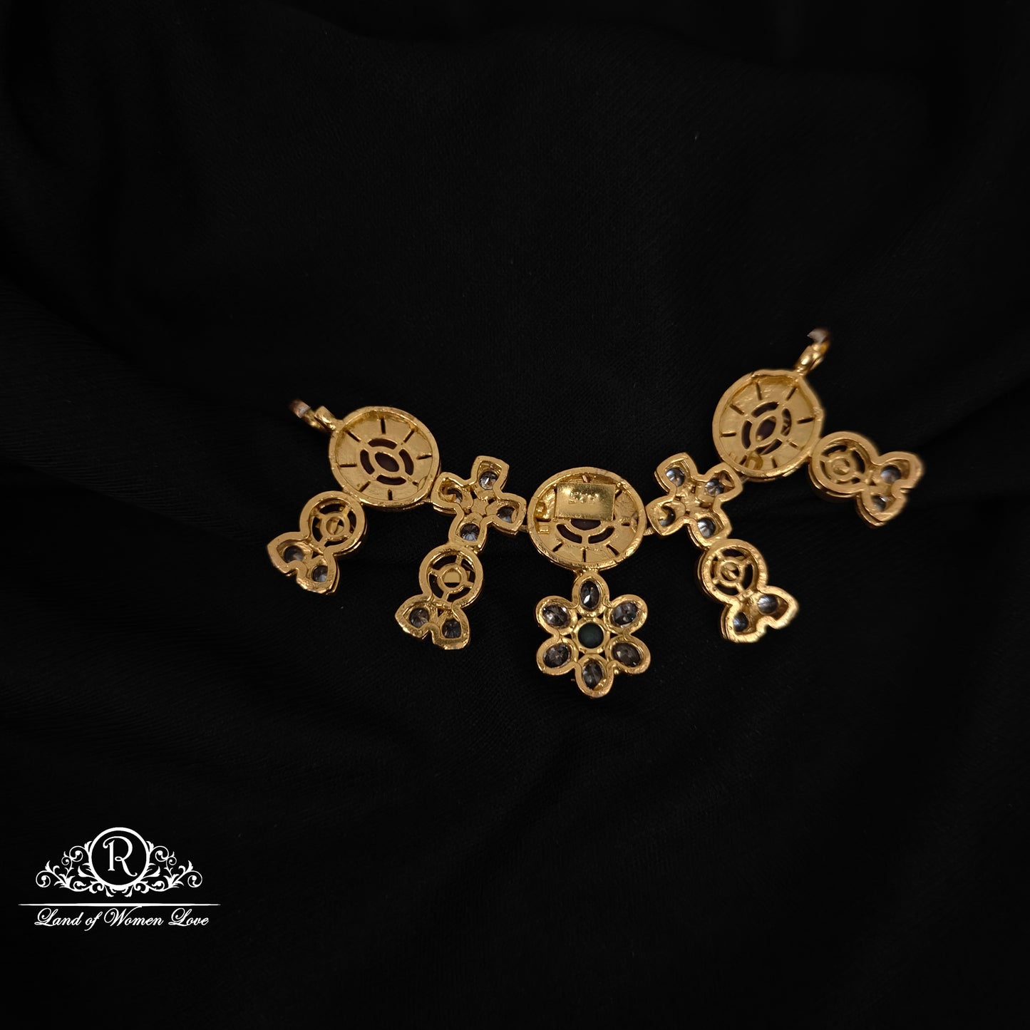 92.5 silver ruby mala locket with CZ stones-RCH1021