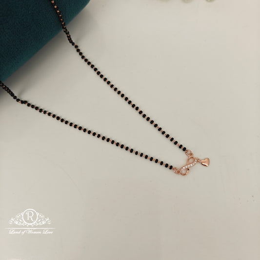 92.5 SILVER ROSE GOLD POLISH BLACK BEADS CHAIN-RCRB42