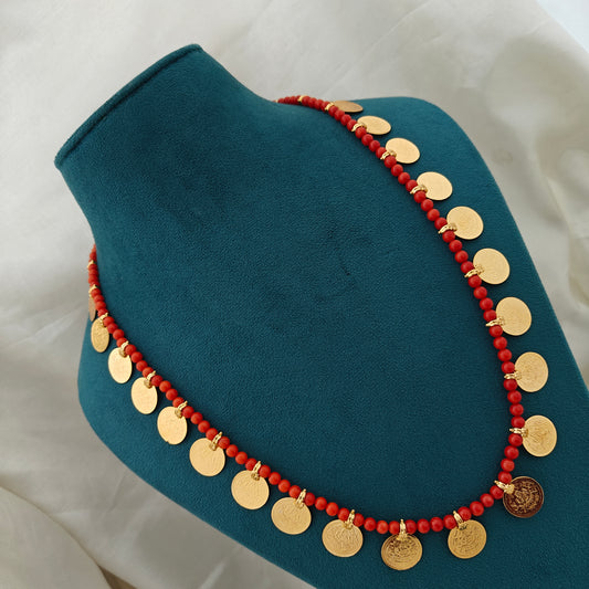 92.5-silver with gold polish Coral Kasu Mala-RCH1340