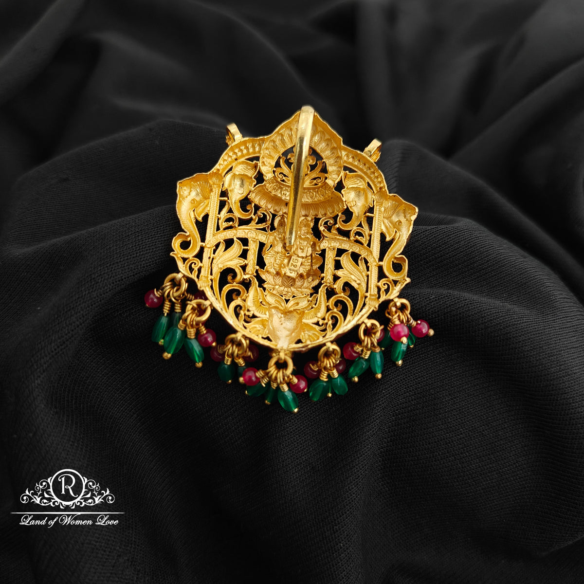 92.5 Silver lakshmi venkateswara with garuda design pendent with beads hangings-RCR188