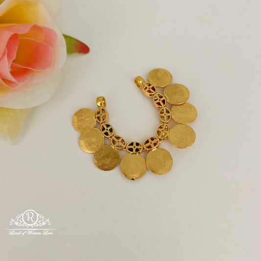 92.5 silver Lakshmi Devi design navaratna kasu mala locket-RCP228