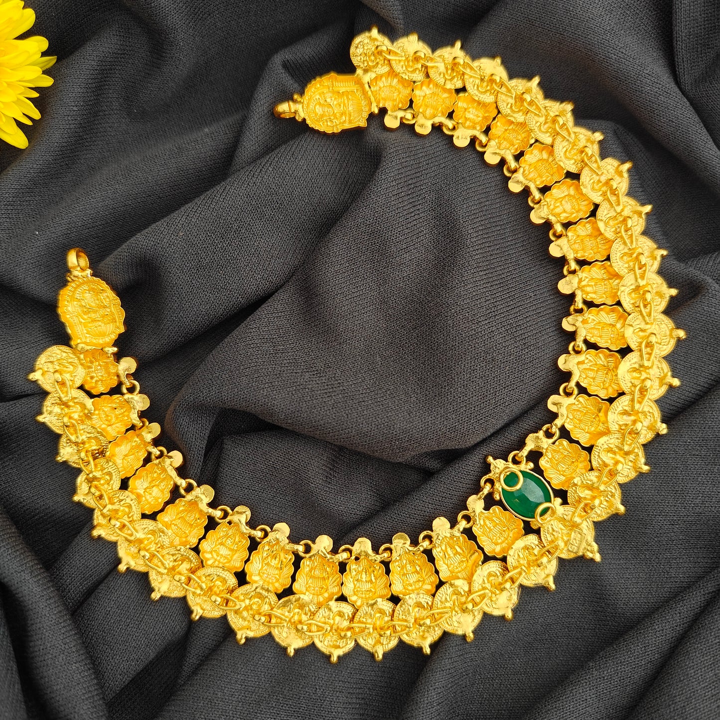 92.5 Silver lakshmi devi Kasu Necklace design-RCV319