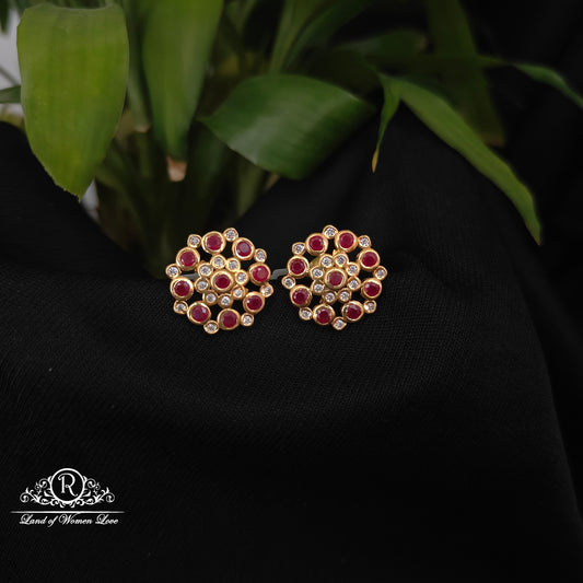 92.5 silver ruby stone earrings-RCDS0610