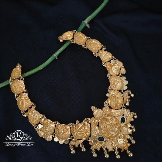 92.5 silver simple and Cute Lakshmi Devi design nakshi necklace -RCJR1018