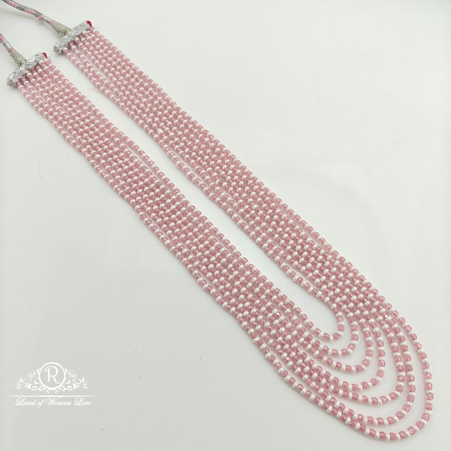 Baby pink colour beads potha mala-RCJM273