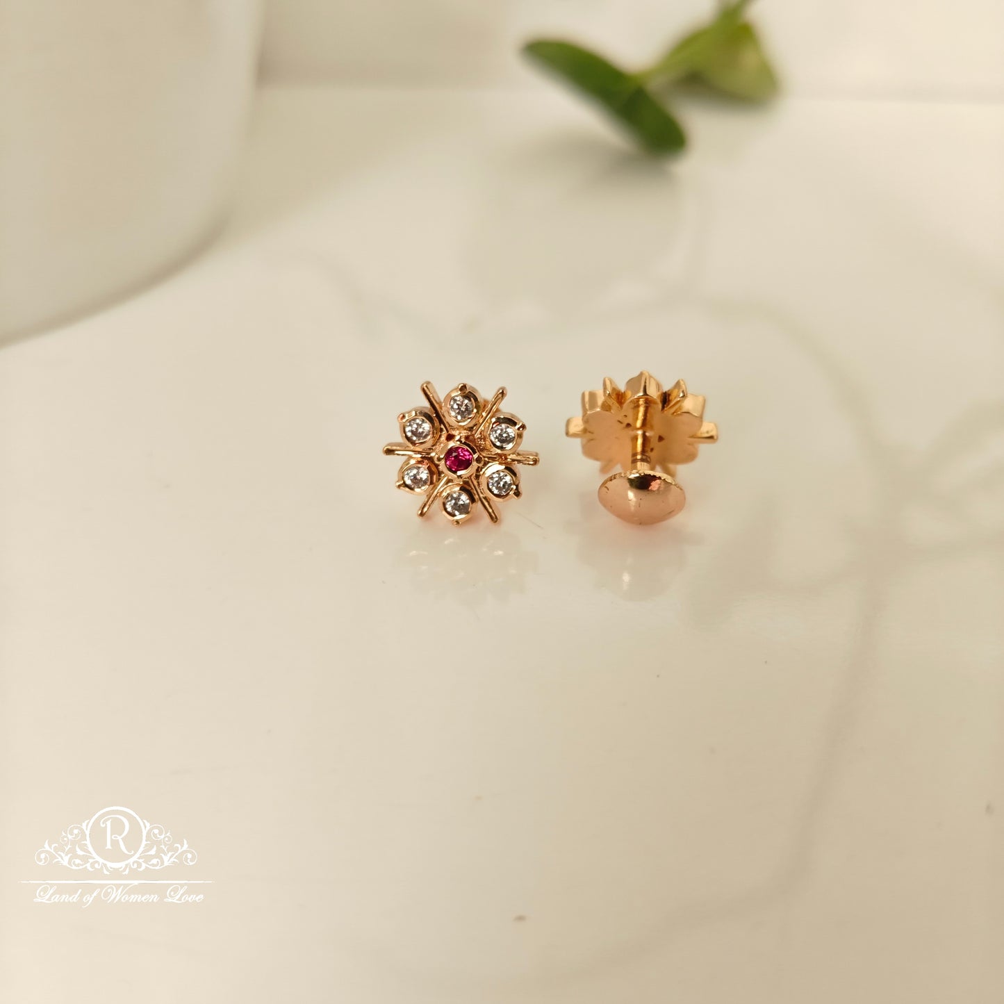 92.5 SILVER ROSE GOLD POLISH EARRINGS-RCM1413