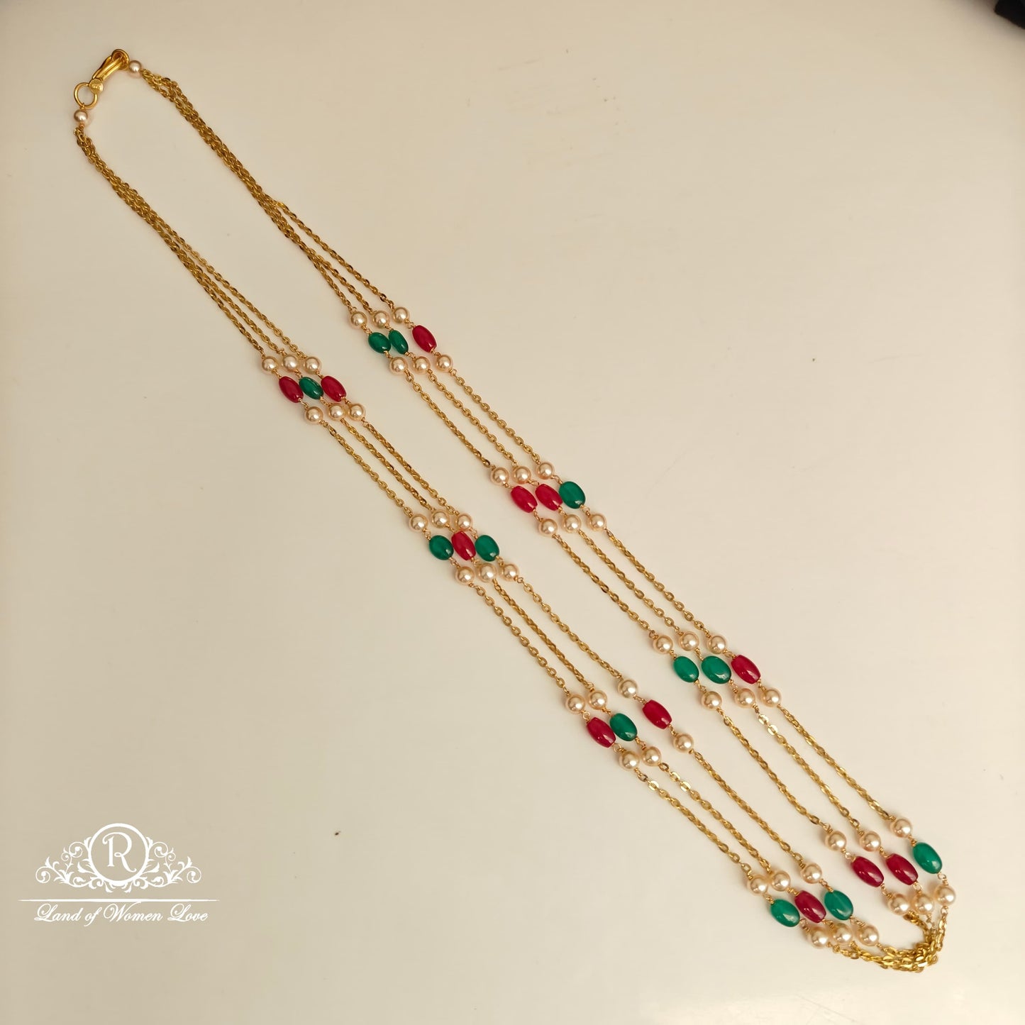 92.5 SILVER 3 LINES BEADS CHANDRAHARAM CHAIN-RCH1116