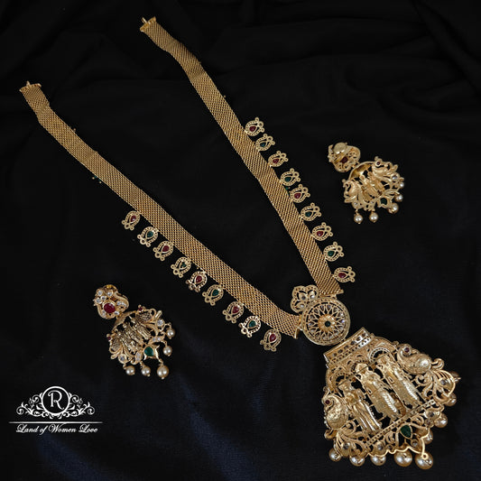 92.5 SILVER RAMPARIVAR HARAM WITH EARRINGS-RCHD102