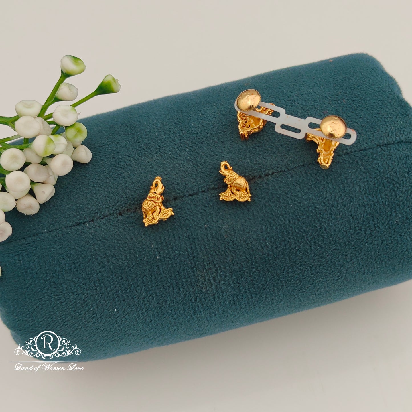 92.5 Silver Small Elephant Earrings-RCR007