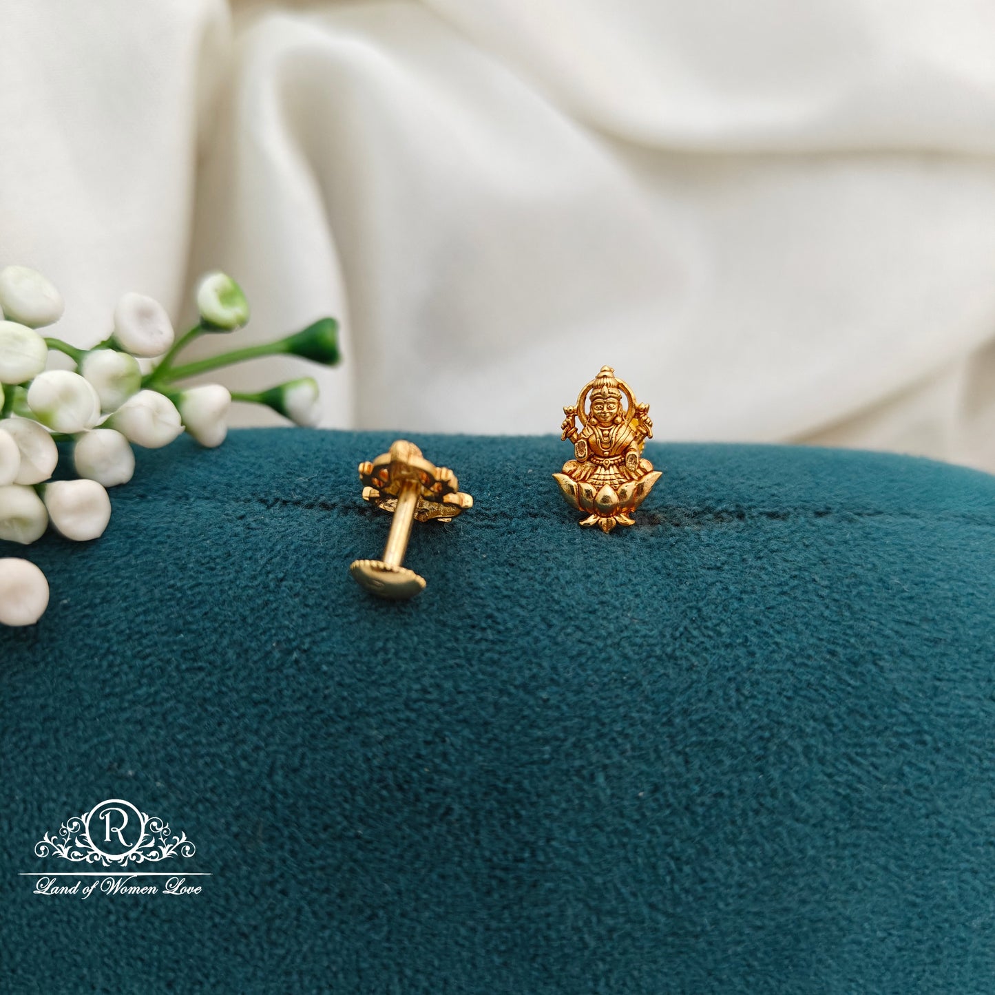 92.5 Silver Small Lakshmi Devi Earrings-RCR024