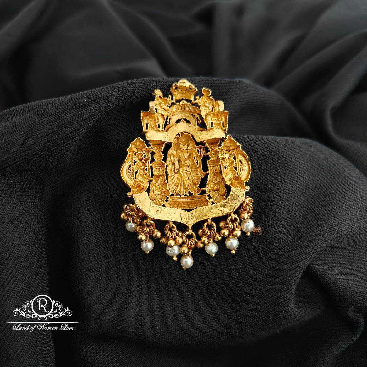 92.5 Silver Radhakrishna design pendent with beads hangings-RCR189