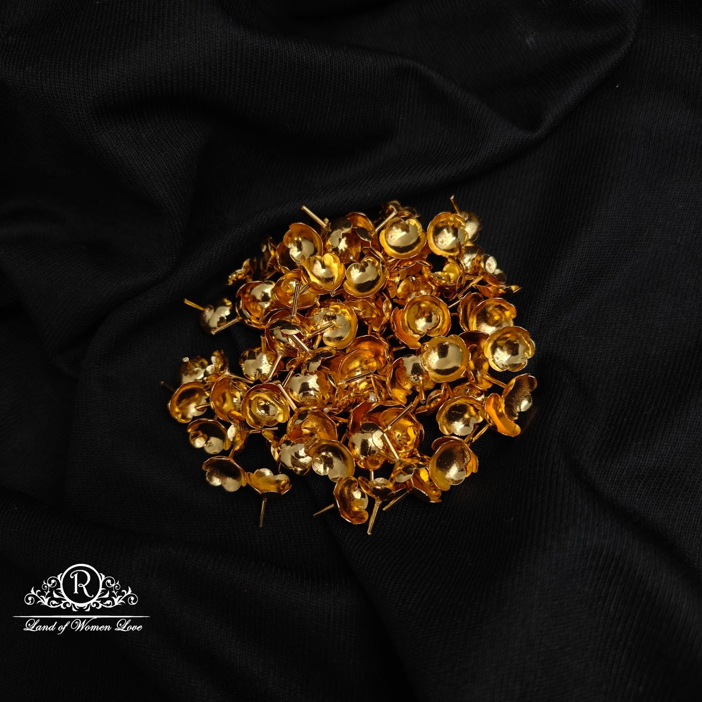 SILVER WITH GOLD POLISH POOJA FLOWER -RCRS039