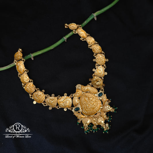 92.5 silver simple and Cute Lakshmi Devi design nakshi necklace -RCJR1019