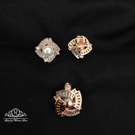 92.5 SILVER ROSE GOLD EARRINGS-RCG307
