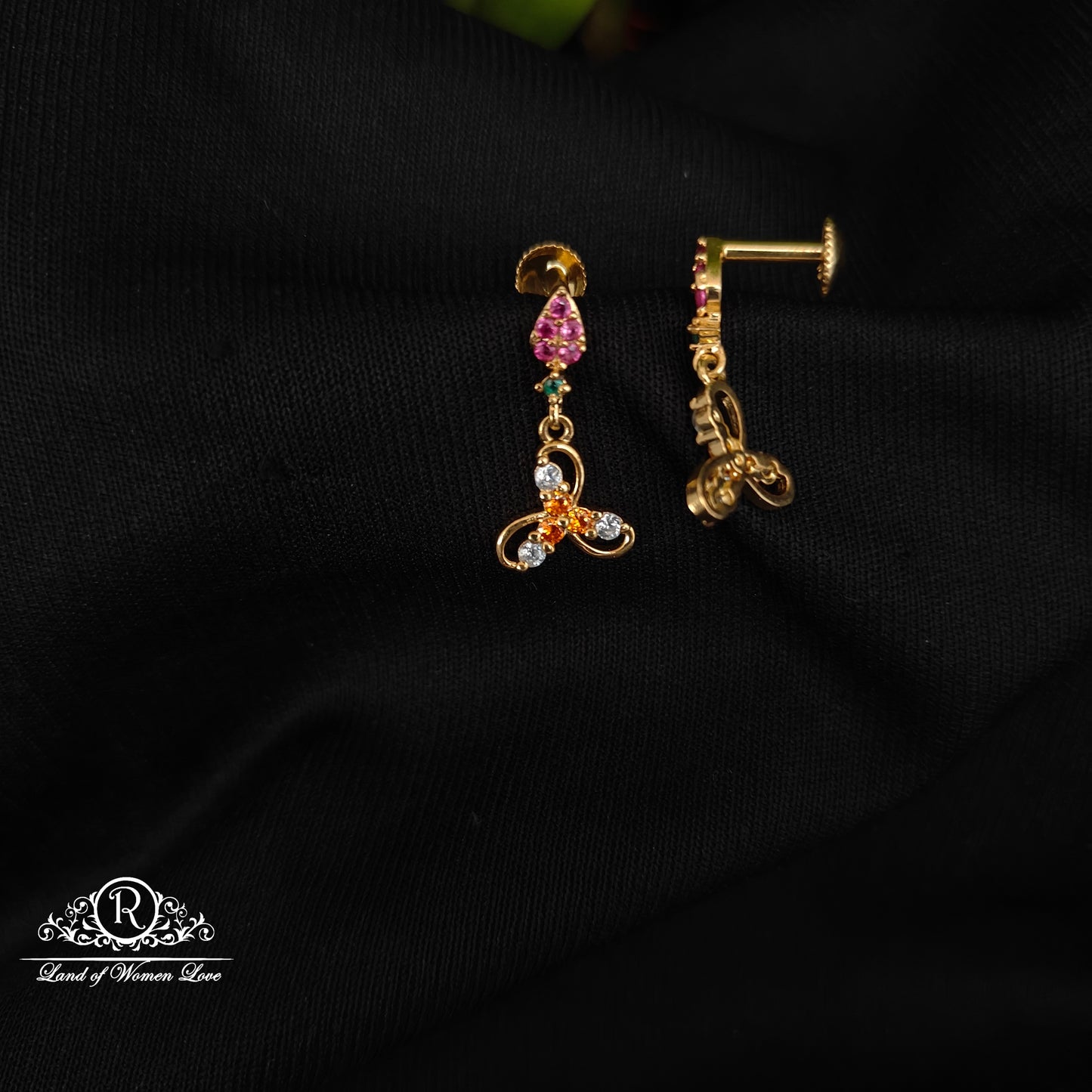 92.5 SILVER STONE EARRINGS-RCHD044