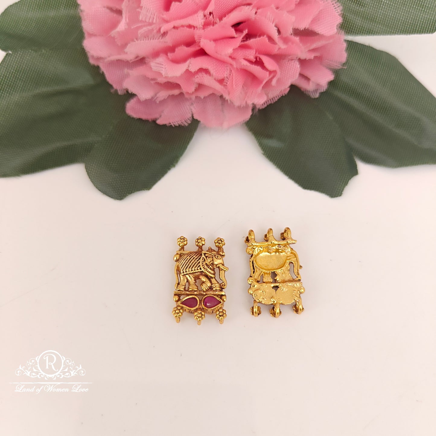 92.5-SILVER ELEPHANT DESGIN SIDE LOCKETS -RCZ1061