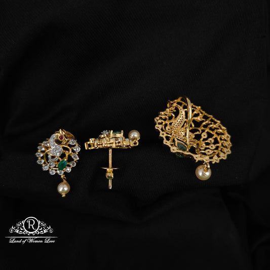 92.5 SILVER DIAMOND FINISHING EARRINGS AND PENDANT SET-RCZP014