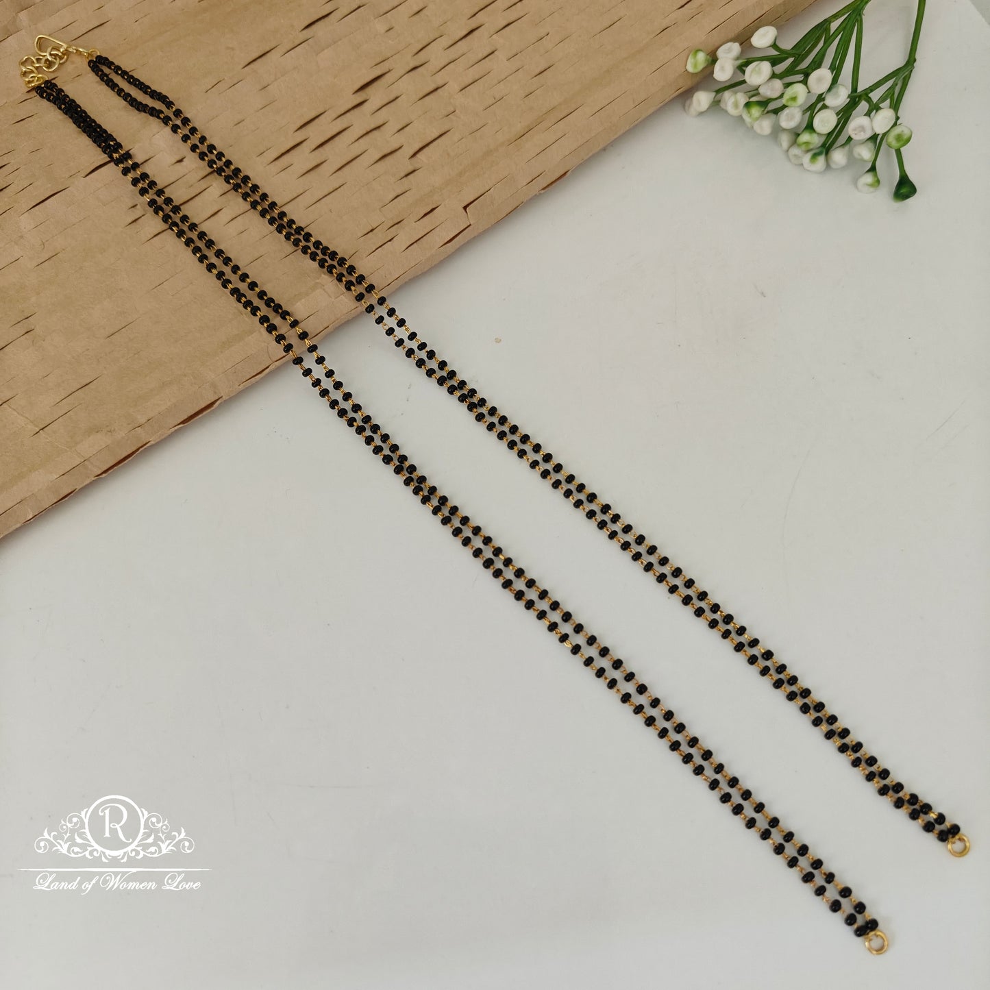 92.5 silver simple and Cute black beads 22"-RCVH21