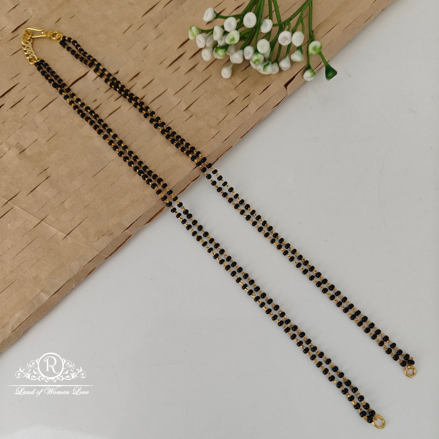 92.5 silver simple and Cute black beads 16"-RCVH23