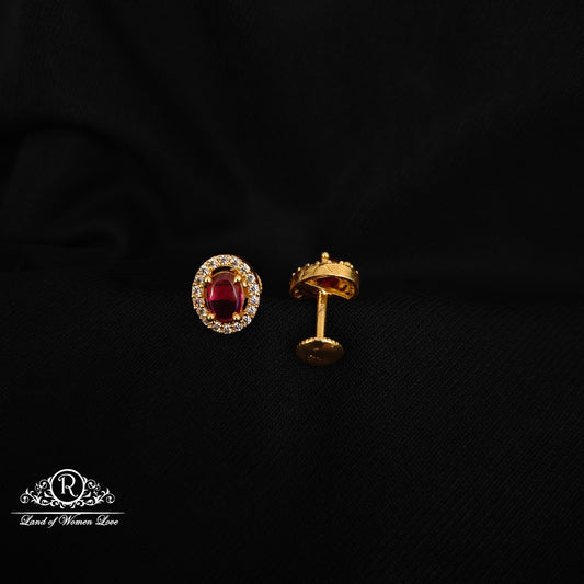 92.5-SILVER RUBY STONE STUDS-RCZ990