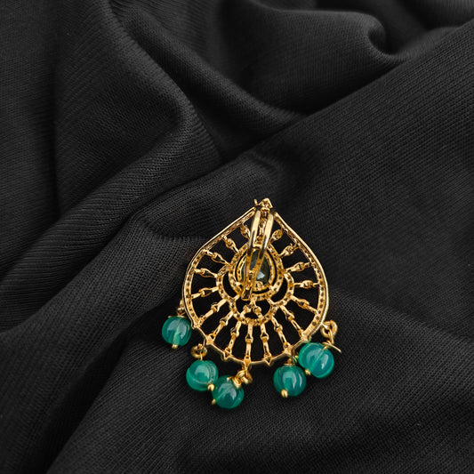 92.5 Silver diamond finishing pendent with green beads hangings -RCR110