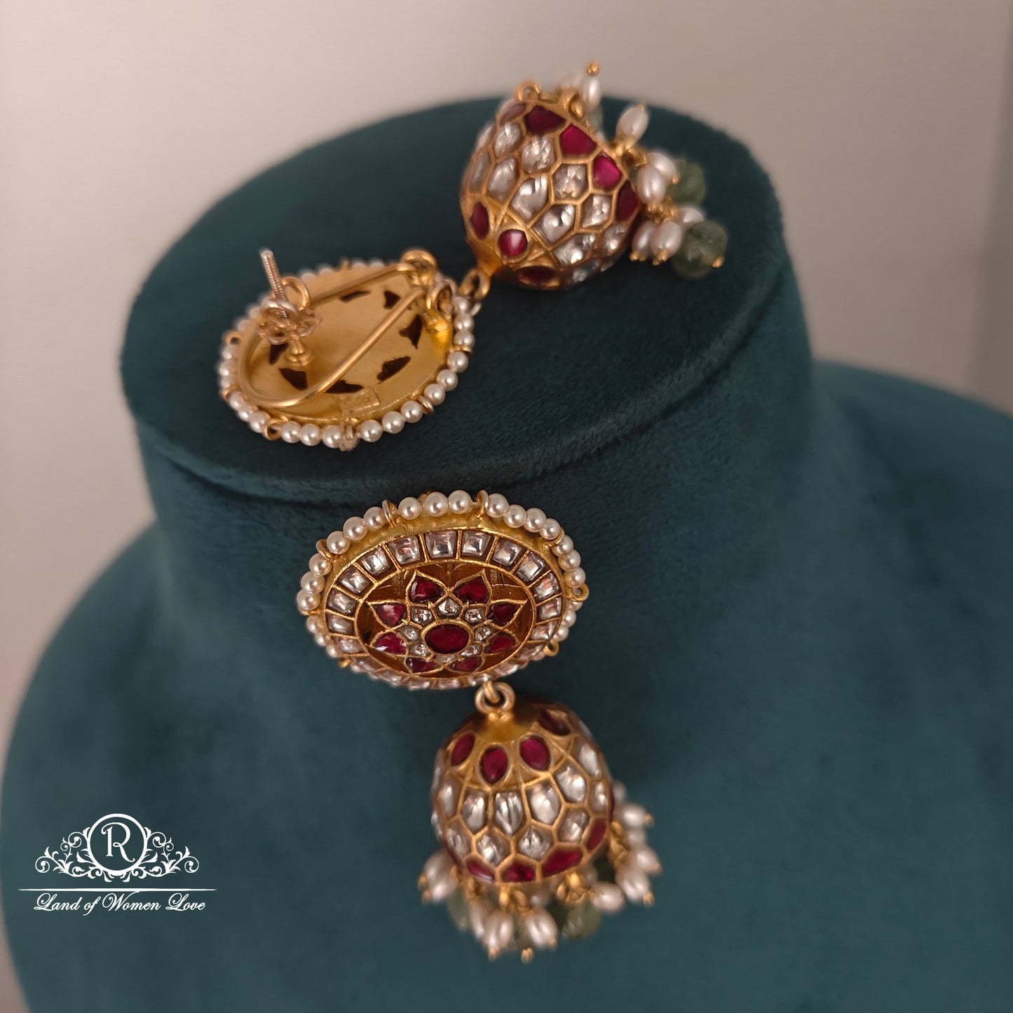 92.5 silver kundan earrings-RCPK016