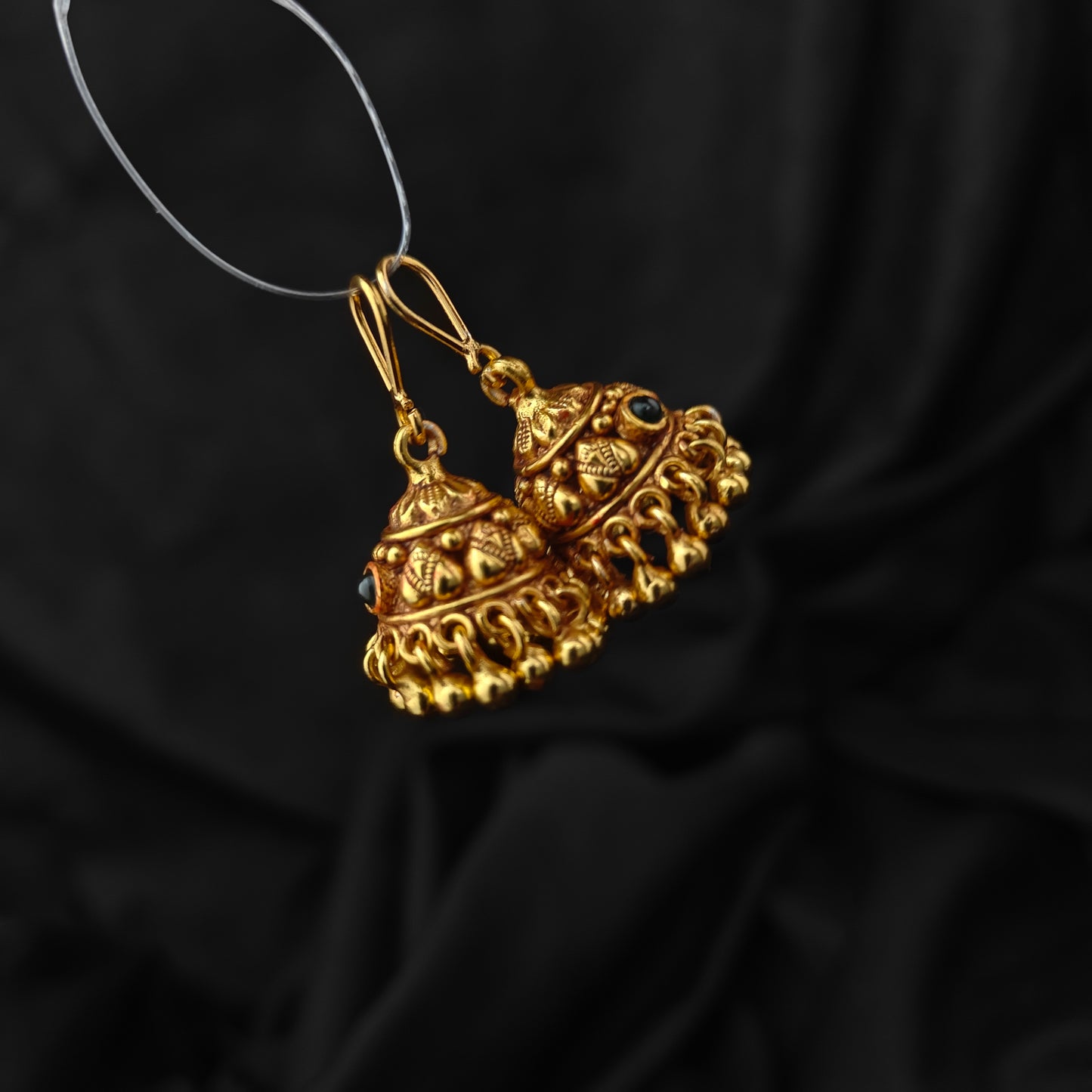 92.5 silver hanging jumkas-RCR334