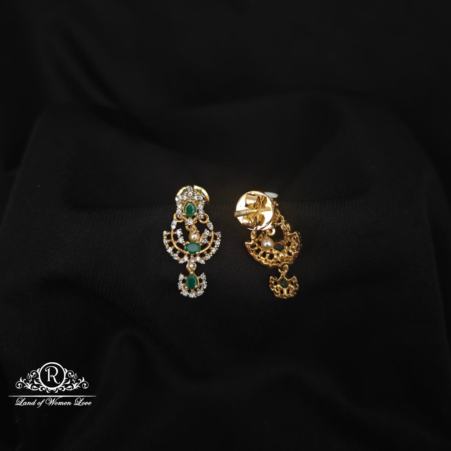 92.5 SILVER DIAMOND FINISHING CHANDBALI EARRINGS-RCZP022