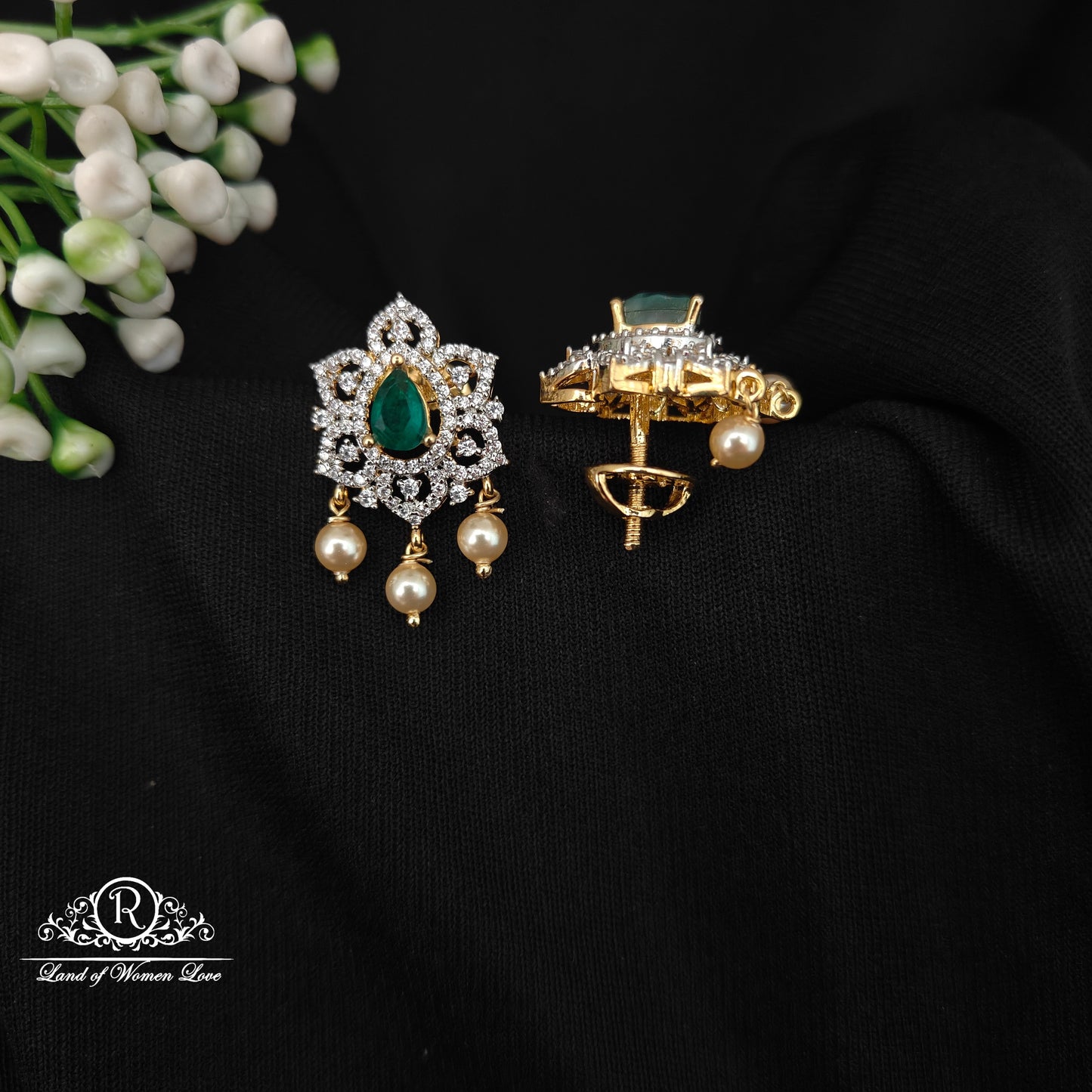 92.5 SILVER DIAMOND FINISHING EARRINGS-RCM1405