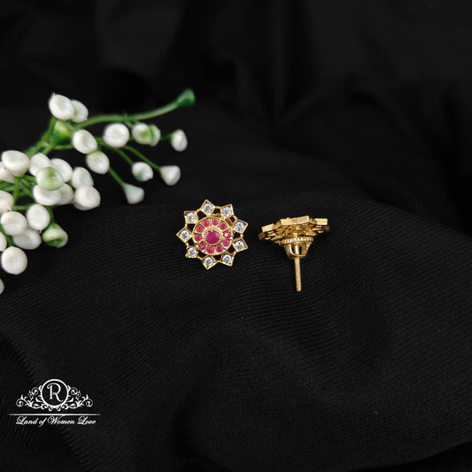 92.5 SILVER GOLD POLISH EARRINGS-RCH1078