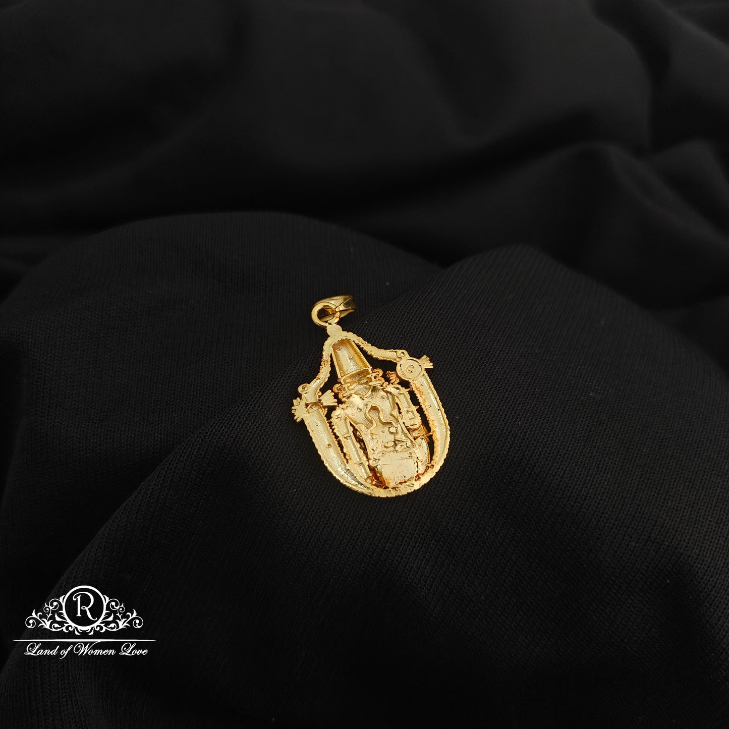 92.5 Silver venkateswar design with gold polish locket-RCR268