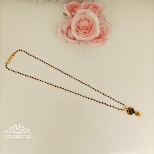 92.5 Silver black beads chain -RCH1182