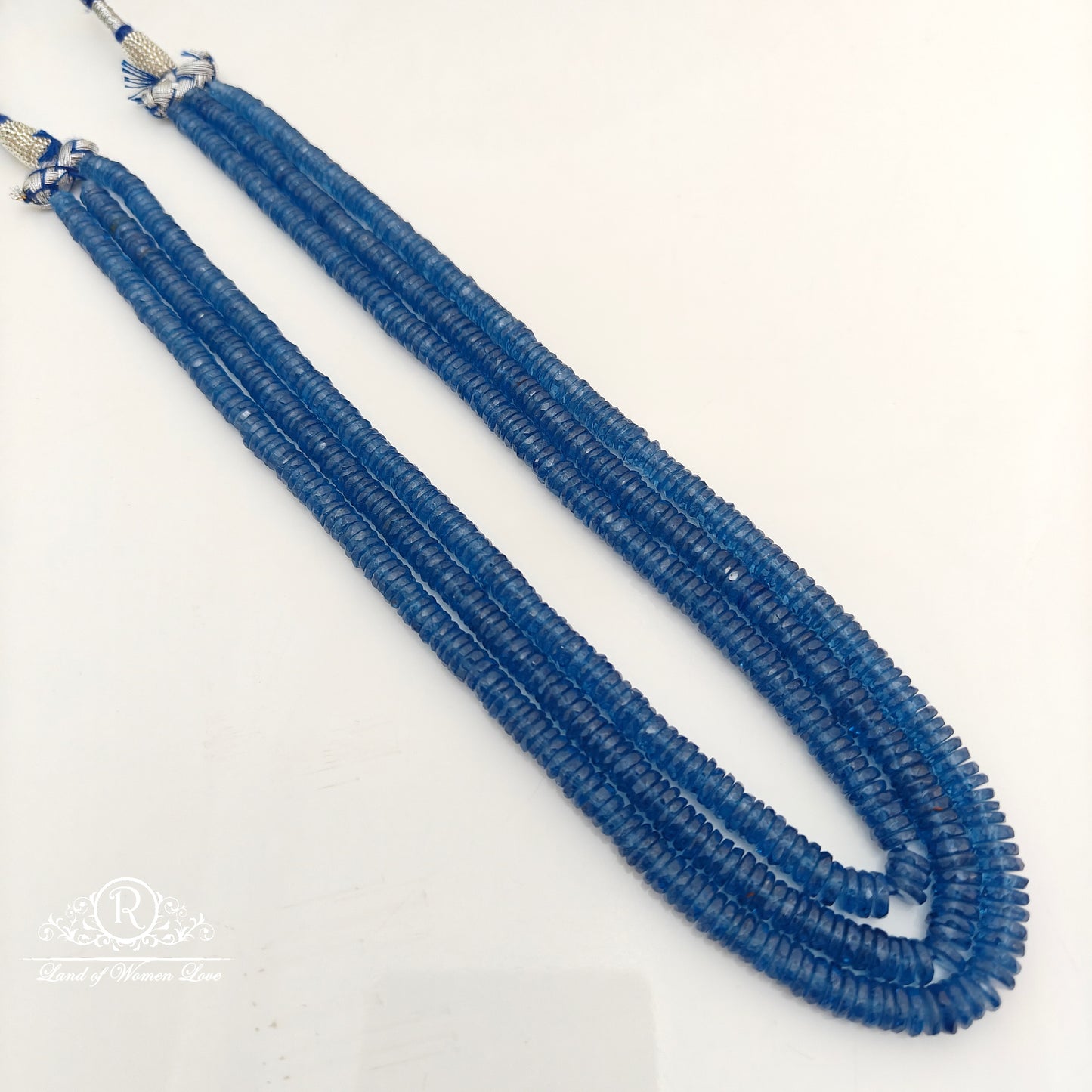 Royal blue colour cutting beads mala -RCJM254