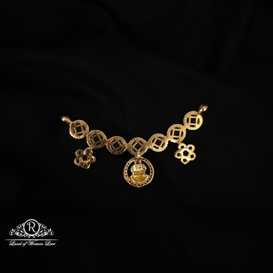 92.5 SILVER LAKSHMI DEVI GREEN BEADS MALA LOCKET -RCM1379