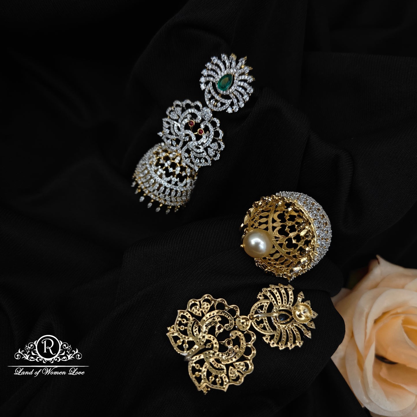 92.5 silver diamond finishing detachable earrings -RCD456
