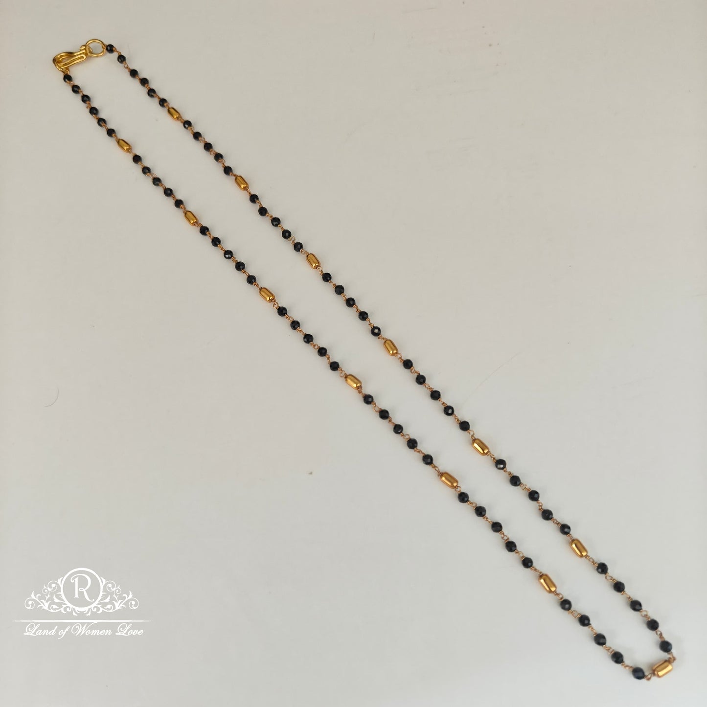 92.5 SILVER BLACK BEADS CHAIN-RCH1124