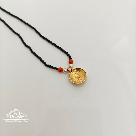 92.5 Silver with gold polish black beads RCH1288