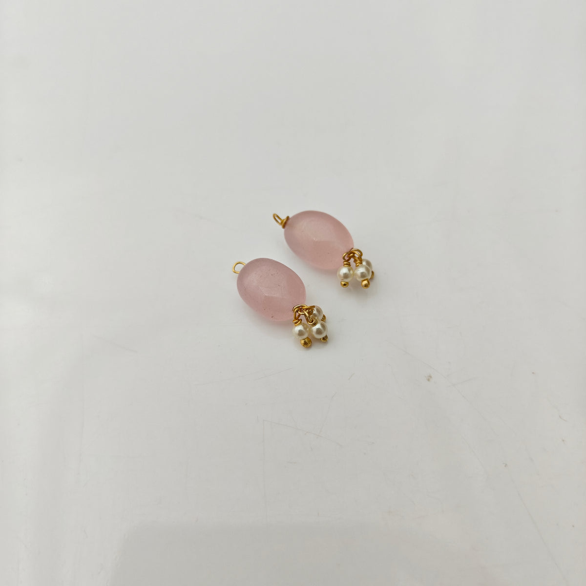 92.5 Silver with gold polish pink beads hanging-RCH1367-1
