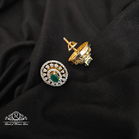92.5 silver diamond finishing studs with green stones-RCCP80