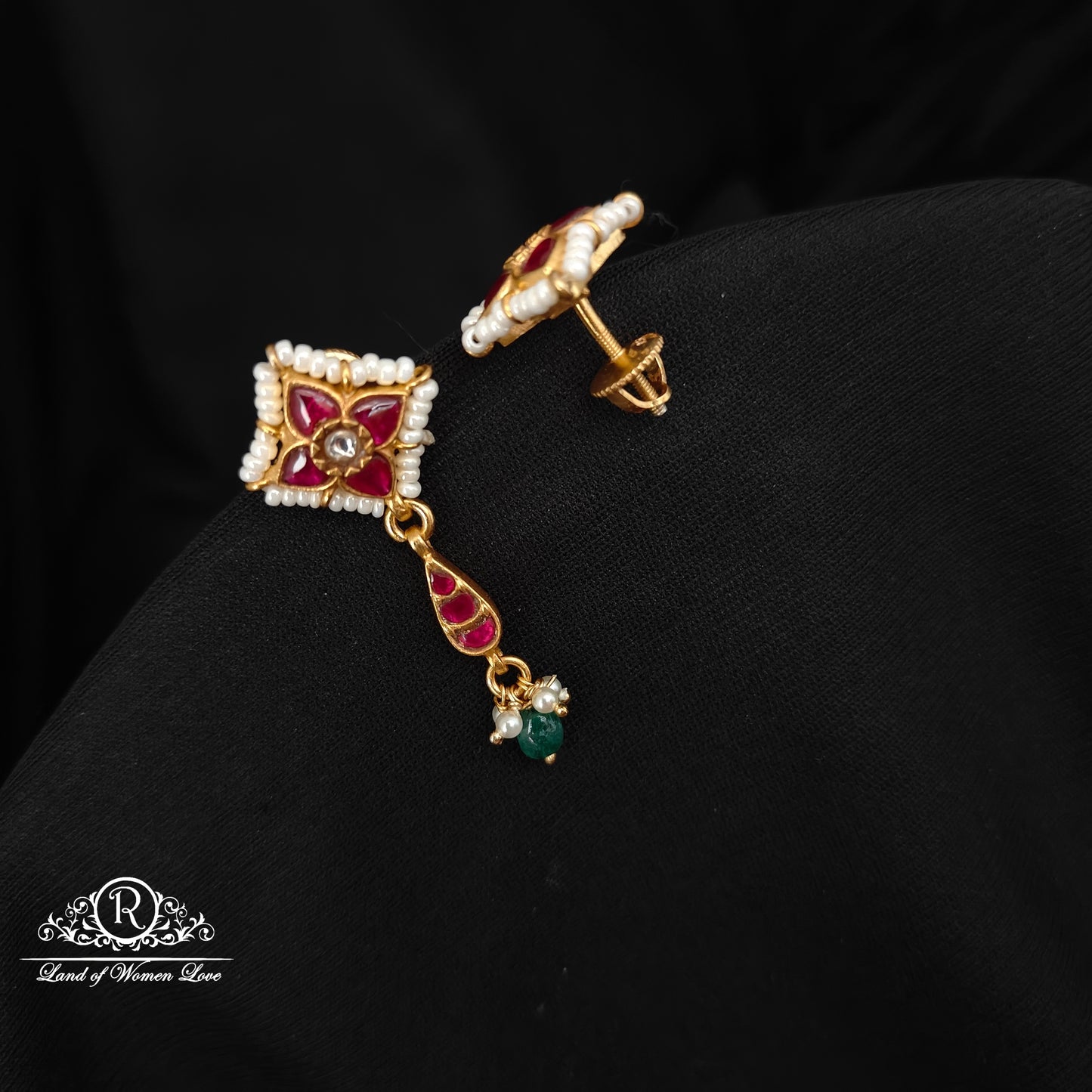 92.5 silver kundan earrings-RCNP004