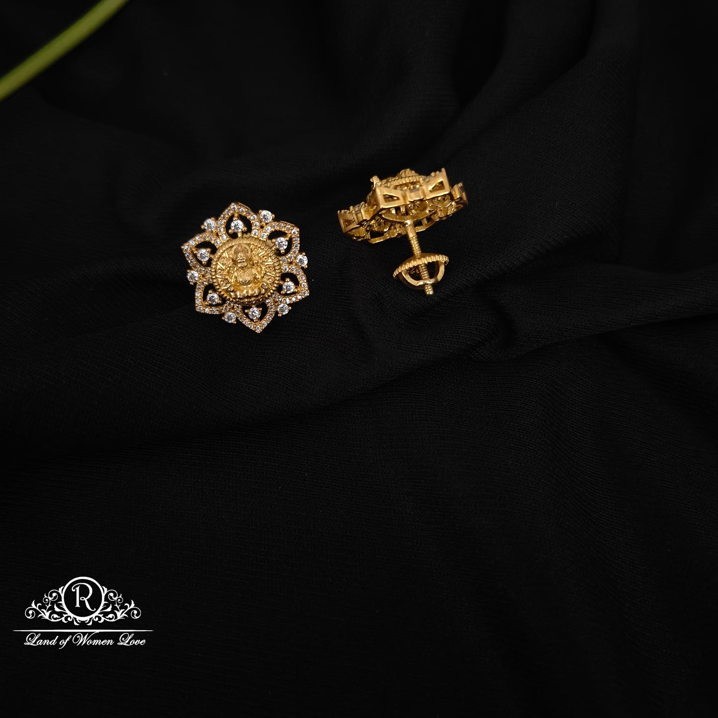 92.5 silver simple and Cute Earrings with Lakshmi Devi Design -RCD424