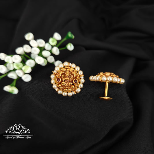 92.5 SILVER LAKSHMI DEVI WITH PEARL ROUND STUDS-RCJR1081