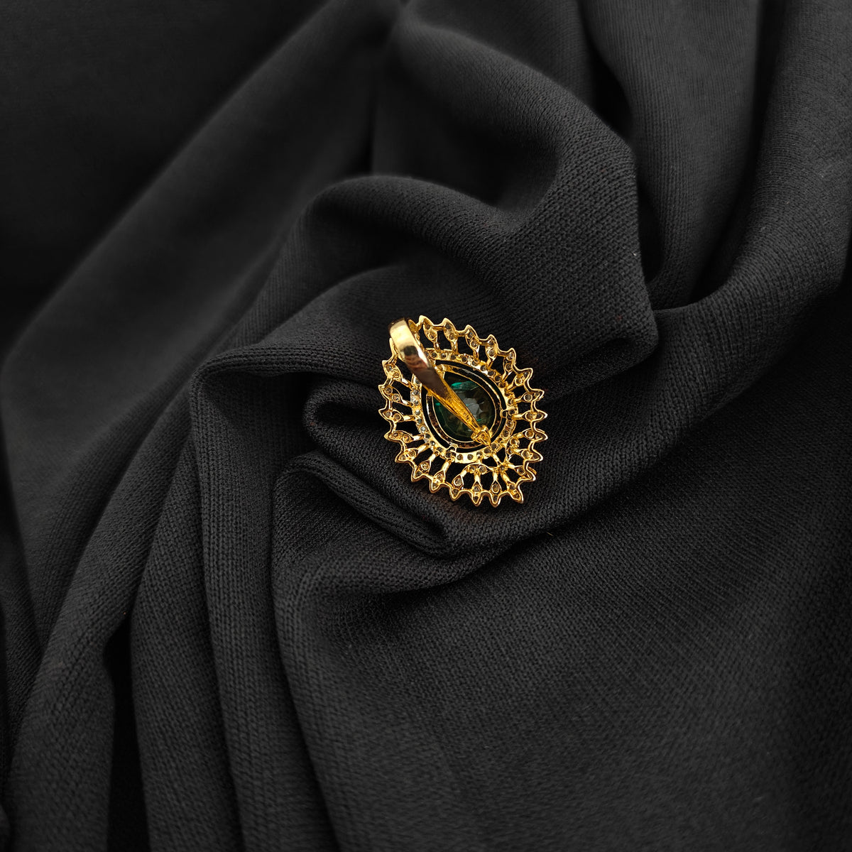 92.5 silver diamond finishing pendant with green stone-RCSB055