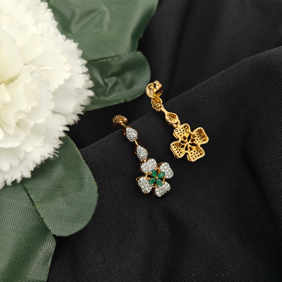 92.5 Silver with gold polish Dimond finishing Earrings -RCZ1095-1