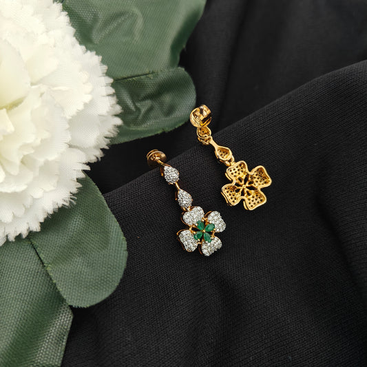 92.5 Silver with gold polish Dimond finishing Earrings -RCZ1095-1