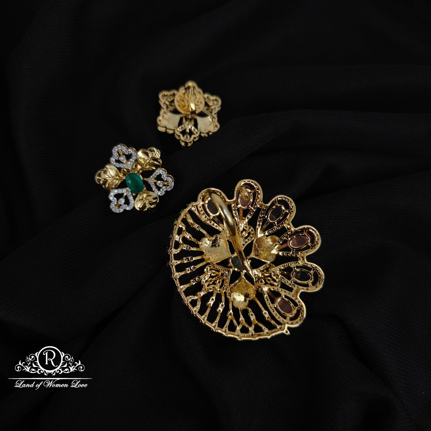 92.5 SILVER FUSHION COLLECTION EARRINGS WITH PENDANT SET-RCM1431