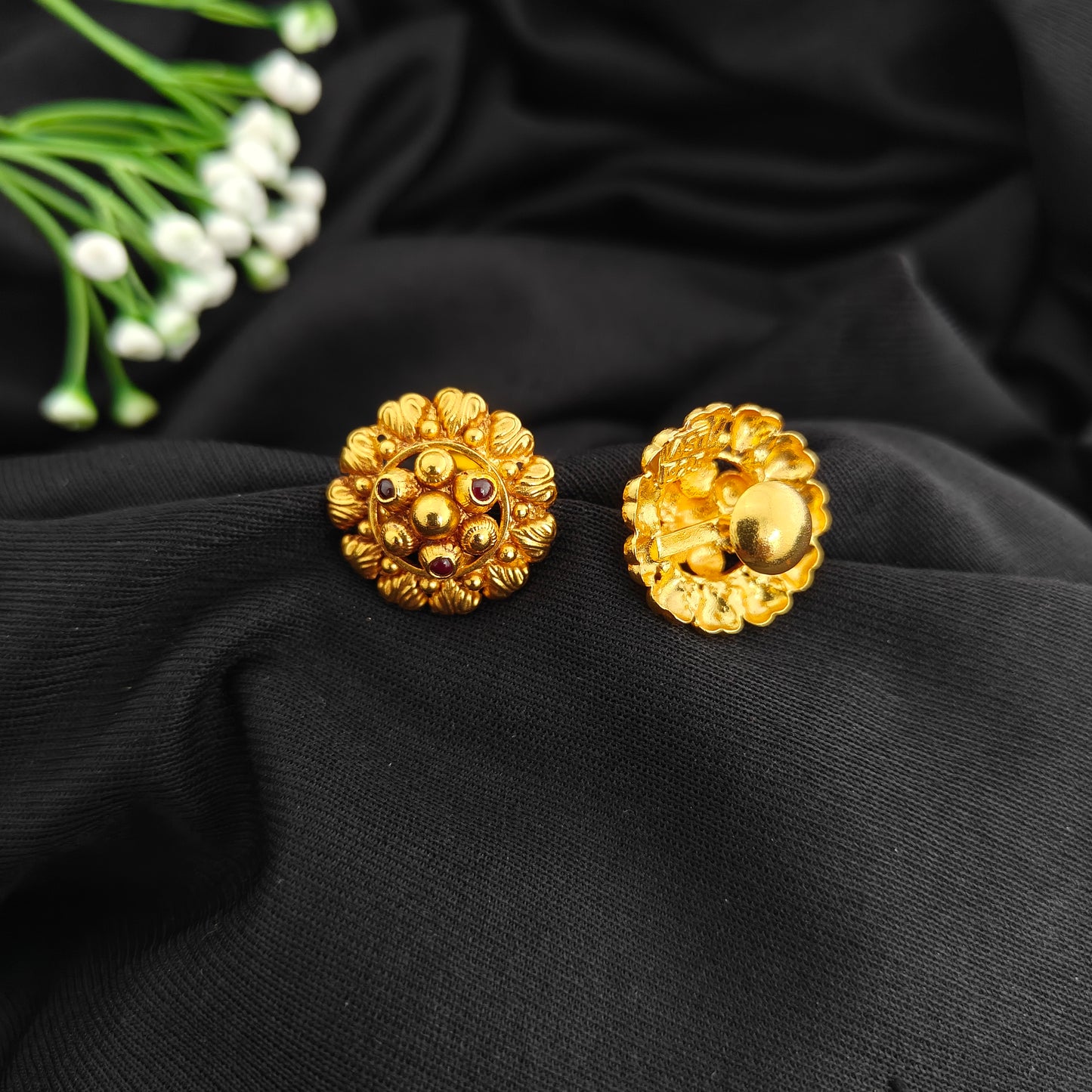 92.5 Silver flower design Earrings-RCM1645