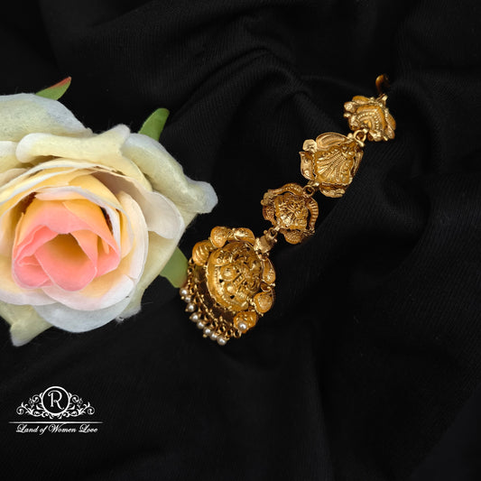 92.5 silver Lakshmi Devi design tikka with pearls hangings -RCP229