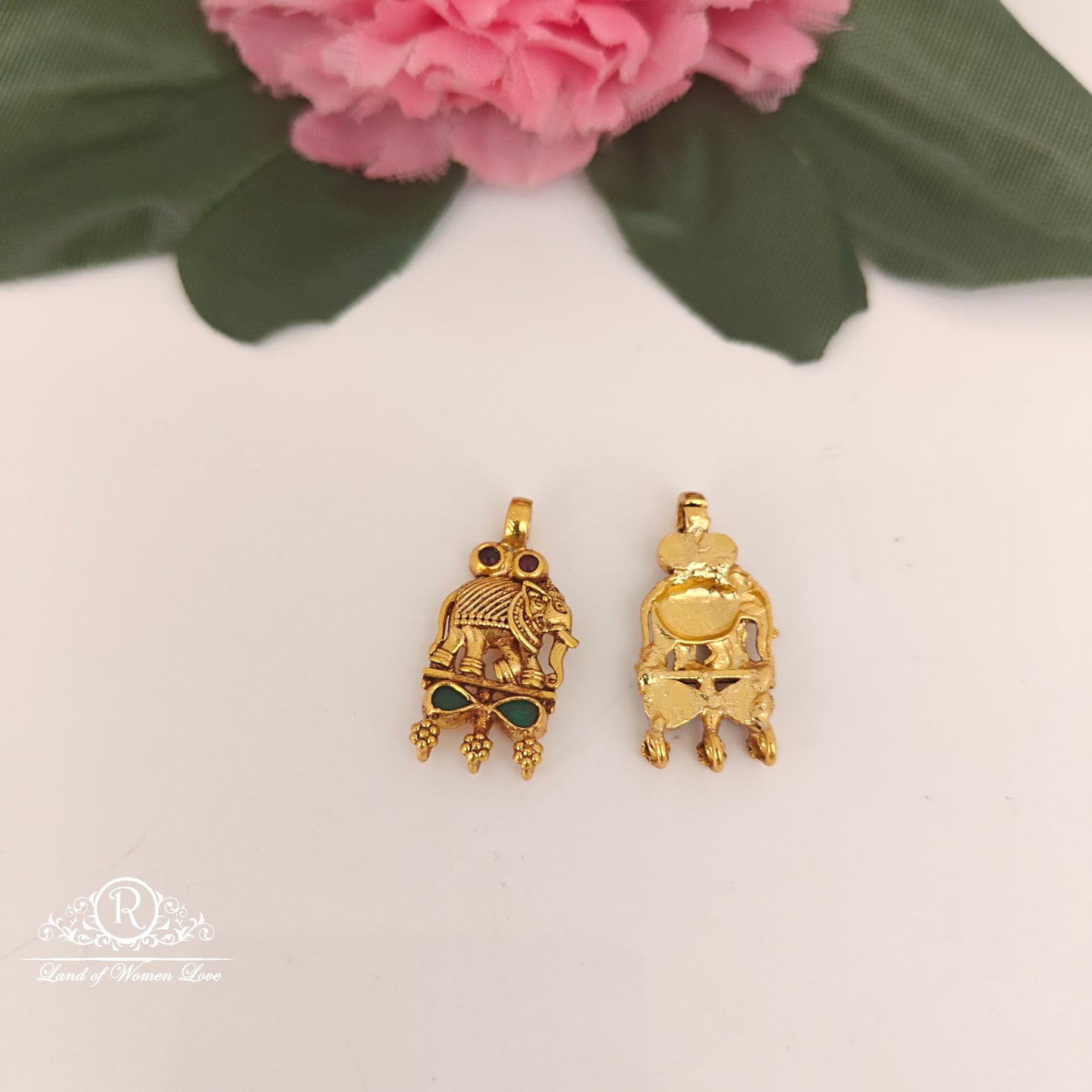 92.5-SILVER ELEPHANT DESGIN SIDE LOCKETS -RCZ1062